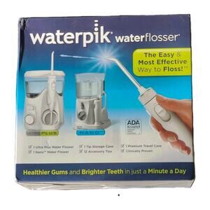 Waterpik Waterflosser Ultra + Travel Flosser Bundle w/ 12 Accessory Tips & Case